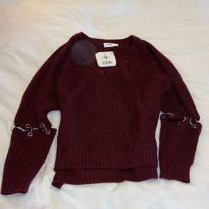 LF Burgundy Sweater with chain detail on sleeve